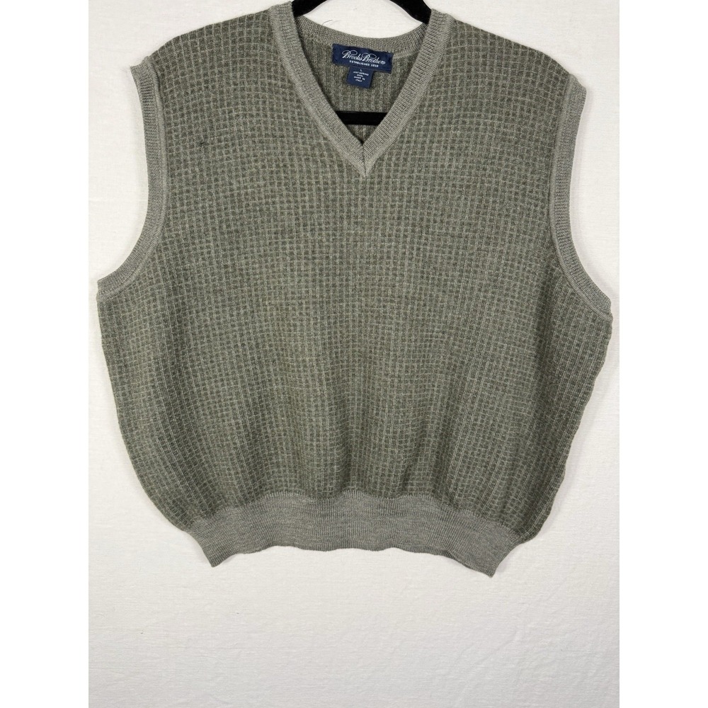 Brooks Brothers 100% Merino Wool Sweater Vest Green Large Made in Italy